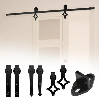 Obrázek produktu pro Systém posuvných dveří Ikodm, výška 183 cm, s panty ve tvaru písmene V, sada pro posuvné dveře do hmotnosti 150 kg, pro dveře šířky 900–915 mm, tloušťka dveří 40–45 mm