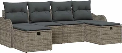 Immagine prodotto di Set Divano da Giardino con cuscino 6 pcs Grigio Poly Rattan