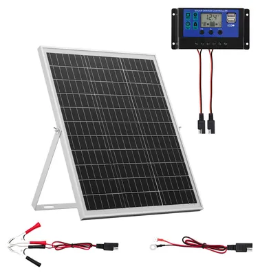 Immagine prodotto di Kit pannello solare monocristallino VEVOR da 12 V e 25 W, caricabatterie con regolatore MPPT intelligente e supporto regolabile, impermeabile IP67 per auto, barche, camper e rimorchi per moto