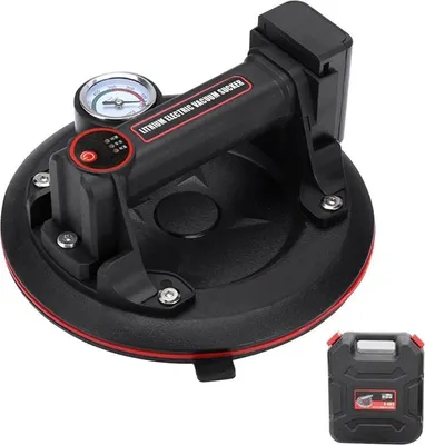 Immagine prodotto di Ventosa a vuoto - Ventosa elettrica da 20 cm - Capacità di carico 200 kg - A guida manuale - Per vetro, granito, piastrelle - Spina UE - Nero