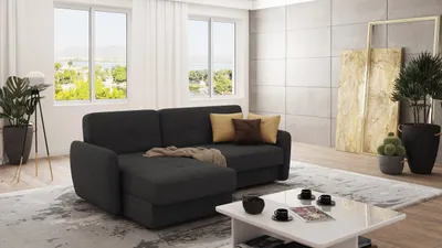 Produktbild von S-STYLE MÖBEL - Modernes Ecksofa Lento mit Ottomane und Schlaffunktion aus Graphit Luxusmicrofaser  - Ottomane links, B/T/H: 232 cm/ 147 cm/ 83  cm