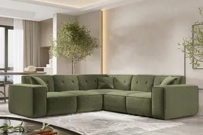 Produktbild von Ecksofa Designersofa CESINA in Stoff Perfect Harmony Waldgrün Seite Universal