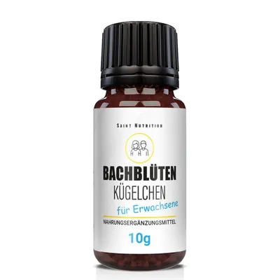 Produktbild von Saint Nutrition® Bachblüten Kügelchen | unterstützt gegen innere Unruhe & Stress – in stressigen Momenten – Stress & Überforderung