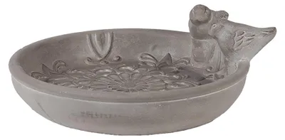 Image de Clayre & Eef Mangeoire pour oiseaux 25x24x9 cm Gris Pierre Oiseaux