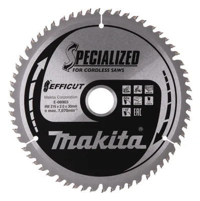 Immagine prodotto di Lama per sega circolare Makita, EFFICUT T.C.T - 216 x 30 mm - 60 denti - legno