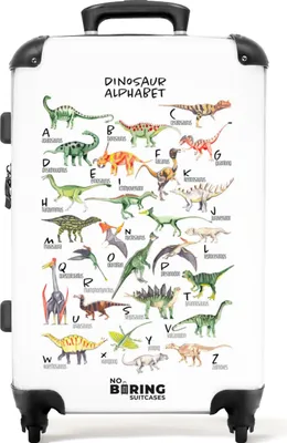 Produktbild von NoBoringSuitcases.com® Großer Koffer - Dino - Alphabet - Buchstaben - Jungen - Kind - Kombinationsschloss TSA - Hartschalen Trolley 4 Rollen - 72 liter - Reisekoffer - 66 cmKoffer Mittelgroß 67x43x25 cm, 72L,
