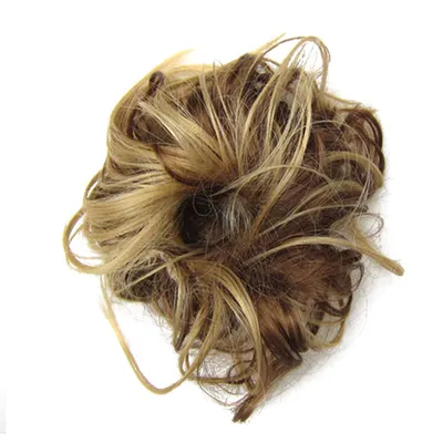 Produktbild von Frauen dickes unordentliches lockiges Haarknotenverlängerung Scunchie Hochsteckfrisur Abdeckung Chignon Haarteil-22H10
