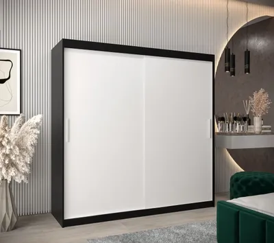 Produktbild von Schwebetürenschrank mit einer Breite von 200 cm TIMEA – Schwarz/Weiß