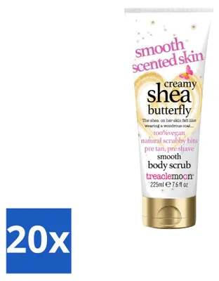 Obrázok produktu pre 20 kusov pleťového peelingu Treaclemoon Body Scrub Creamy Shea Butterfly, 225 ml - výhodný balík