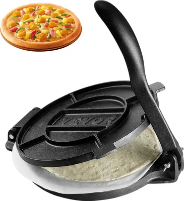 Obrázek produktu pro VEVOR Lis na tortilly, 25 cm lis na taco, robustní litinový lis na tortilly, předem připravený lis na tortilly Lis na tortilly se 100 ks. Pergamenovým papírem, Tvořítko na těsto na moučné tortilly, černá barva