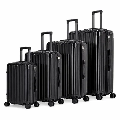Immagine prodotto di Set di valigie da viaggio, 4 pezzi – Valigie con guscio rigido, serratura TSA – Ruote omnidirezionali a 360° – Misure: 18/20/24/28 pollici – Colore: nero, marca Royal Swiss®