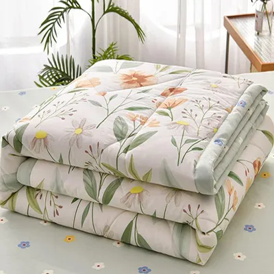 Obrázok produktu pre Kvetinový prikrývka v zelených farbách, 200x230 cm - ľahká letná prikrývka na dvojlôžko