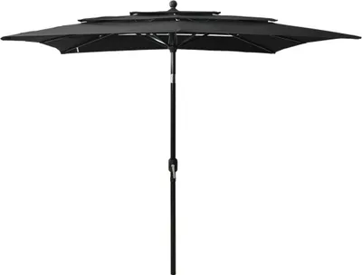Produktbild von Sonnenschirm mit Aluminium-Mast 3-lagig Schwarz 2,5x2,5 m