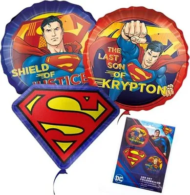 Produktbild von Luftballon-Set Superman 3er Folienballons Ø45cm für Mottoparty Kindergeburtstag