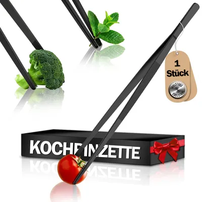Produktbild von Lindenstein Grillzange 30 cm, 1 Stück, Schwarz – spitze Grillzange aus Edelstahl – vielseitige Küchenzange zum Braten, Backen und Grillen