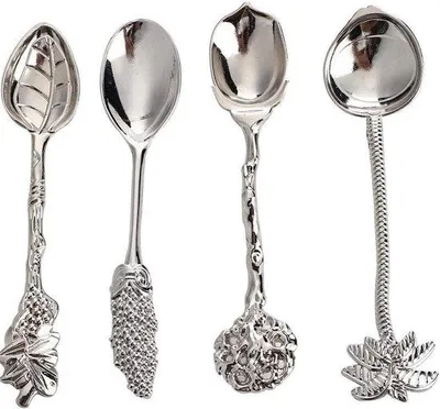 Produktbild von Mini Löffel Set 4tlg Silber für Dessert und Kaffee