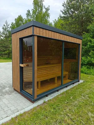 Immagine prodotto di Sauna esterna PORTO mit Thermo Lamellen 317 x 215 x 200 cm