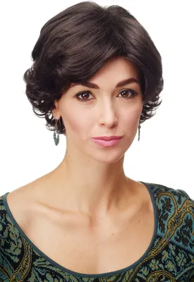 Produktbild von WIG ME UP Damenperücke kurz Wellig Braun Scheitel Modell: DW181