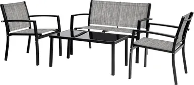 Image de Salon de jardin bas "Lino" - 4 places - Gris