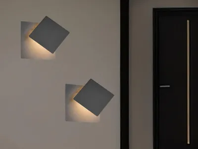 Produktbild von 2er SET LED Wandlampen innen für indirekte Beleuchtung Schwarz eckig, Wohnzimmer