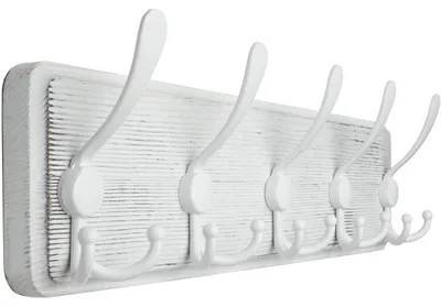 Immagine prodotto di Appendiabiti da parete in legno, 15 ganci, colore bianco