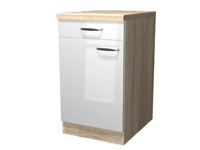 Produktbild von Küchenunterschrank - 50 cm breit - Hochglanz Weiß Sonoma Eiche – Valencia