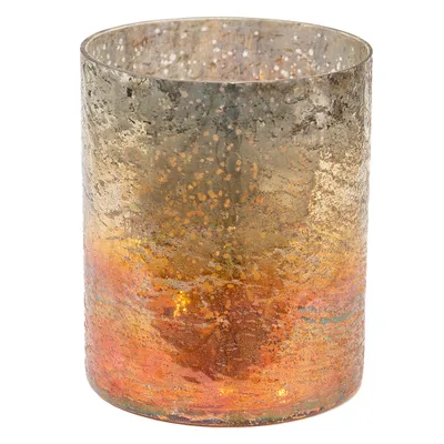 Obrázek produktu pro Skleněný kulatý držák na čajové svíčky Clayre & Eef Ø 13x16 cm měděné barvy