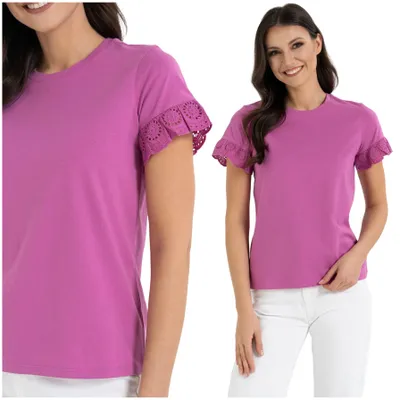 Produktbild von Moraj - Damenbluse Größe 3XL - T-Shirt Damen Rosa - Kurzarmshirt fur Damen - Baumwollshirt Ausschnitt Rund
