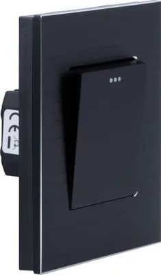 Produktbild von Navaris Design Lichtschalter aus Aluminium - Licht Schalter mit Rahmen aus Aluminium - Einbauschalter - Aufputz Wandschalter in Schwarz