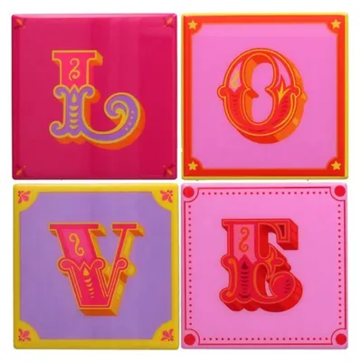 Produktbild von Gift Company Glasuntersetzer Love Tiles Love (4er-Set)