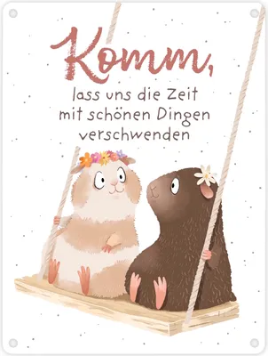 Produktbild von Meerschweinchen Metallschild in 15x20 cm mit Spruch Zeit mit Schönem
