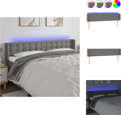 Produktbild von vidaXL LED Kopfteil Dunkelgrau 183x16x78/88 cm Stoff -  Kopf- & Fußenden