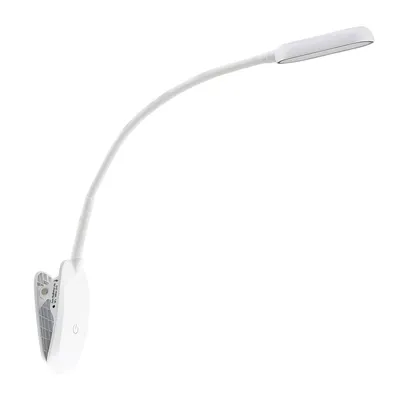 A white LED clip-on lamp with a flexible gooseneck and a clip base, shown against a white background.