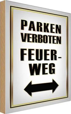 Produktbild von vianmo Holzschild 18x12 cm Parken verboten Feuerweg Warnschild Hinweisschild
