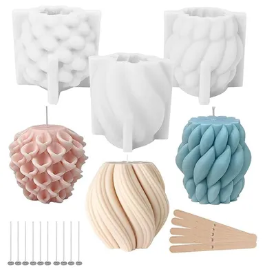 Produktbild von 3-teiliges Silikon-Rundkerzenform-Set, 3D-DIY-Kerzenform-Set für handgefertigte Kerzen zur Heimdekoration und für Duftkerzen