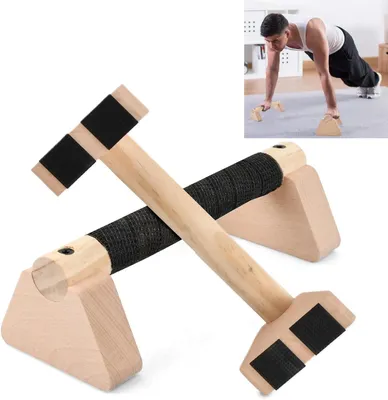 Immagine prodotto di Parallette in legno - Attrezzi per ginnastica - Allenamento della forza - Realizzate in legno di faggio massello - Lunghezza 25 cm - Colore legno