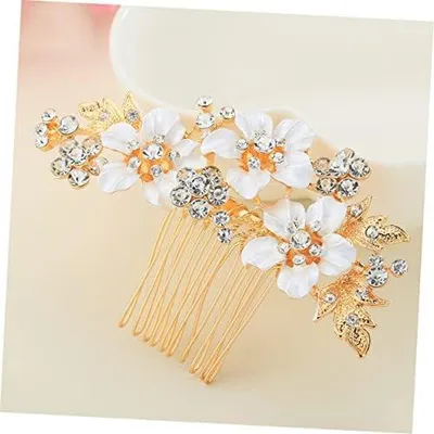 Produktbild von 2 Stück Strass-Haarkämme für Hochzeiten mit Blumenornamenten