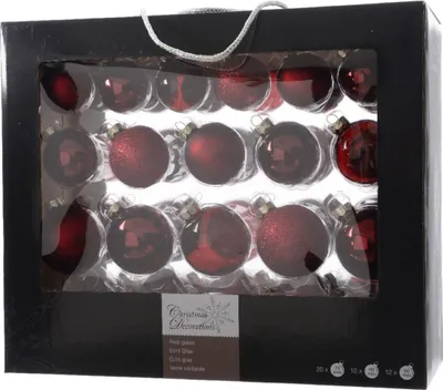 Productafbeelding van Kerstballen mix glas 42 stuks ossenbloed KSD