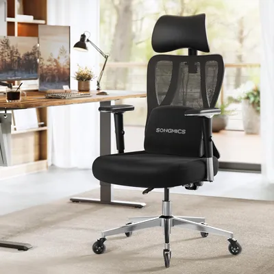 Produktbild von SONGMICS Schreibtischstuhl, Bürostuhl ergonomisch, Drehstuhl, höhenverstellbar, bis zu 150 kg belastbar,schwarz