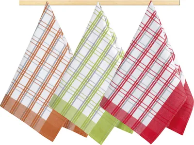 Produktbild von Küchenhandtuch 50x70cm orange, rot, grüner Würfel