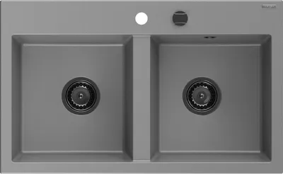 Immagine prodotto di Mexen Hektor lavello in granito a 2 vasche 800 x 480 mm, grigio, sifone nero - 6521802000-71-B