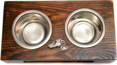 Immagine prodotto di Azawakh - Supporto in legno con ciotole per cani, ciotole in acciaio inossidabile, regalo per l'adozione di un cane del marchio Art-Dog