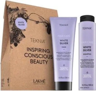 Zdjęcie produktu dla Lakmé Teknia White Silver Pack szampon + maska do włosów siwych i platynowego blondu 300 ml + 250 ml