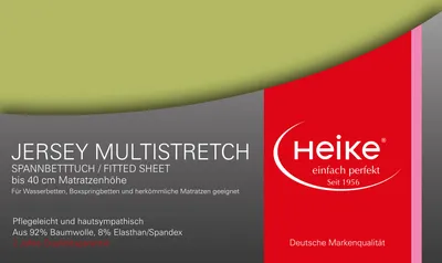 Produktbild von Heike hochelastisches Spannbettlaken, Multistretch, bis 40cm Höhe, 240gr/m2 (Pistaziengrün,140x200 cm-160x220 cm)
