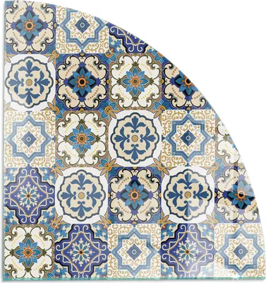 Produktbild von Mosaikmuster mit Blumen – Glasbodenplatte für – Kaminofen – Kaminplatte Glas – Schutzglas – Funkenschutzplatte –Glasbodenplatte Feuerfeste – Hitzeschutzplatte – Bodenschutz aus Glas – 1/4 100x100 cm