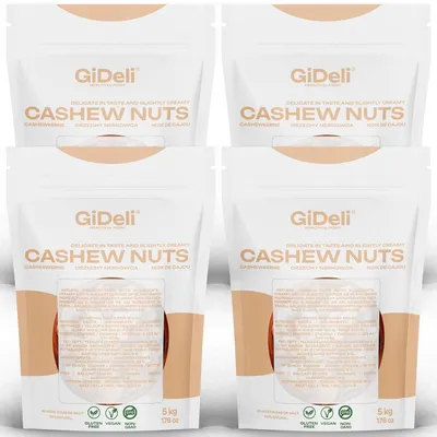 Produktbild von Cashewkerne 20kg Ganze Kerne Ungesalzen Naturbelassen Vegan Proteinreich GiDeli