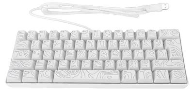 Obrázok produktu pre 61-tlačidlová herná klávesnica RGB, 60 % rozmerov, mechanická, s RGB podsvietením, ergonomický dizajn, káblová klávesnica, biela