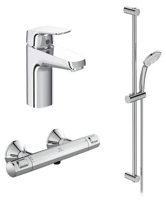 Ceraflex Armaturen-Set: Duschkombi, Thermostat, Waschtischarmatur, Chrom