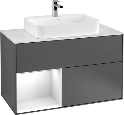 Produktbild von V&B Waschtischunterschrank Wandbeleuchtung Finion 100, Pl bla m, Reg li Anthrac. m, Peo m