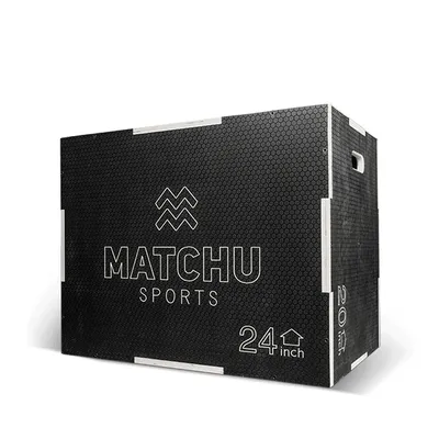 Produktbild von Matchu Sports Plyo Box Einstellbar in 51, 61 und 76 cm aus Holz Jump Box Fitnessbox Sprungbox Crossfit Box Plyobox für plyometrische Übung Anti-Rutsch